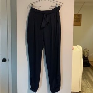 Navy silk pants